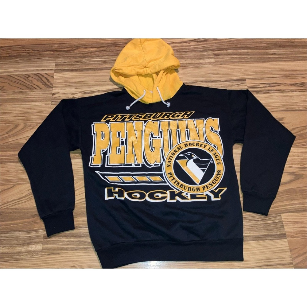 Vintage 90s Pittsburgh‎ Penguins Pullover Hoodie Sweatshirt Youth Large